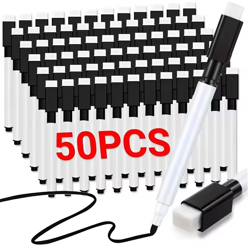 Whiteboard Marker Set - 5-50pcs Black Marker Pens Magnetic Whiteboard