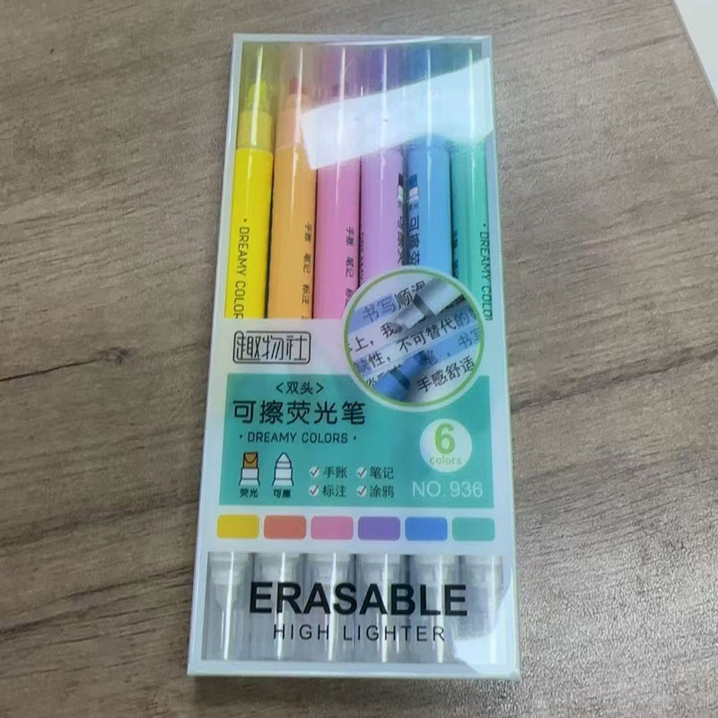 Highlighter Set Pastel - 6pcs Erasable Highlighters Pastel Markers Dual